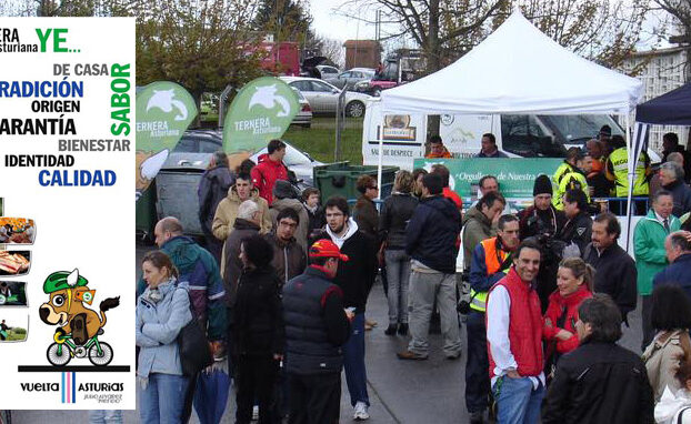 Degustación de #TerneraAsturiana a la llegada de la caravana ciclista