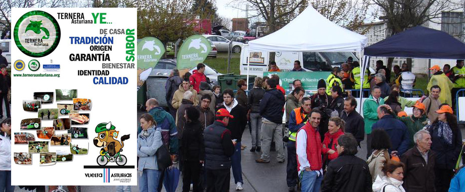 Degustación de #TerneraAsturiana a la llegada de la caravana ciclista