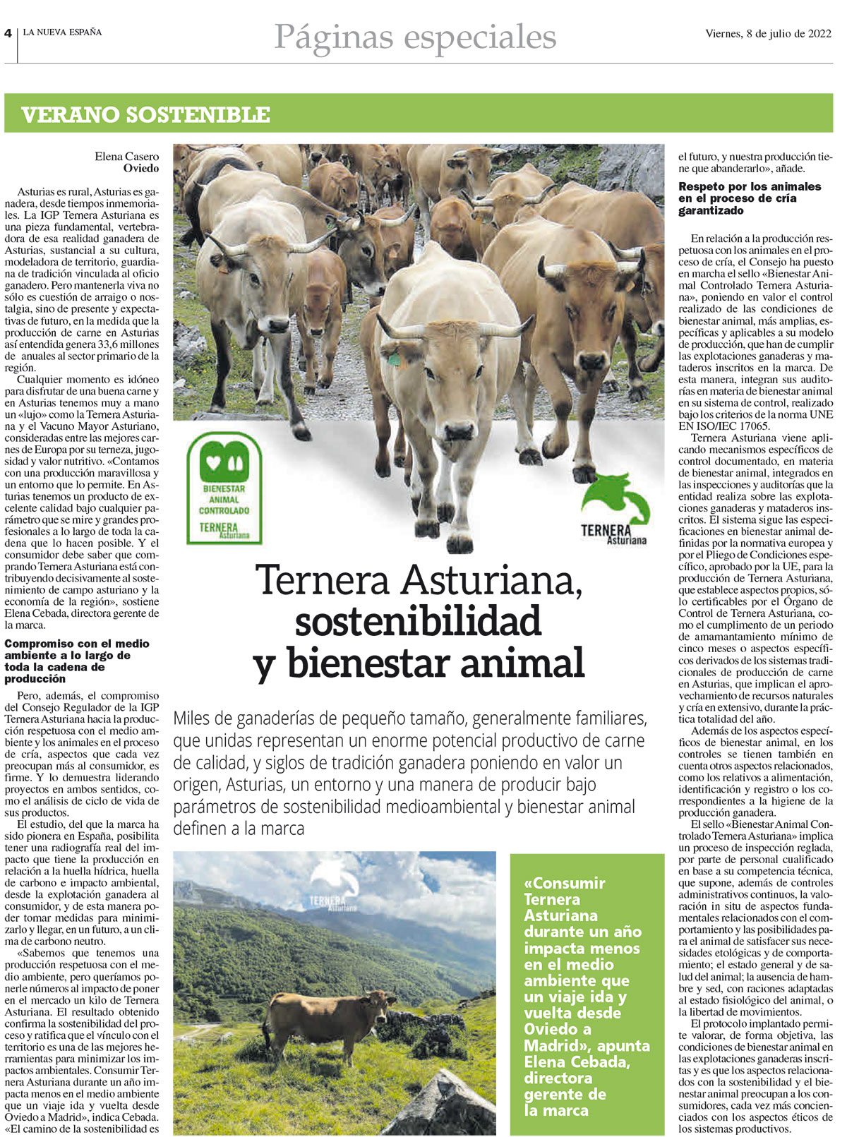 Ternera Asturiana, sostenibilidad y bienestar animal